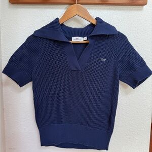 Vineyard Vines Navy Textured Knit Top